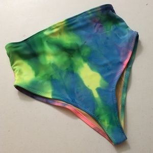 Tie Die High Waist Swim Bottoms